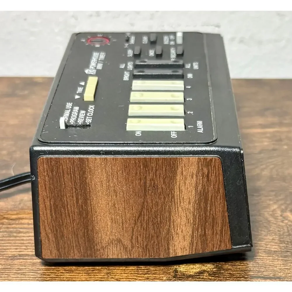 Powerhouse Mini Woodgrain Timer Alarm Clock X-10 Model MT522 ** Tested and Works